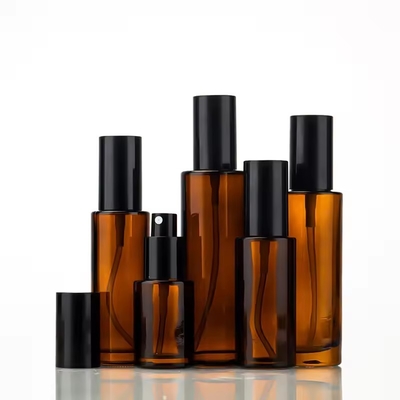 30ml, 50ml, 80ml, 100ml 앰버 화장품 유리 펌프 병 재충전 스프레이 병