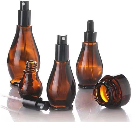 100ml 앰버 유리 여행 병 화장품 크림 펌프 병 디스펜서 용기