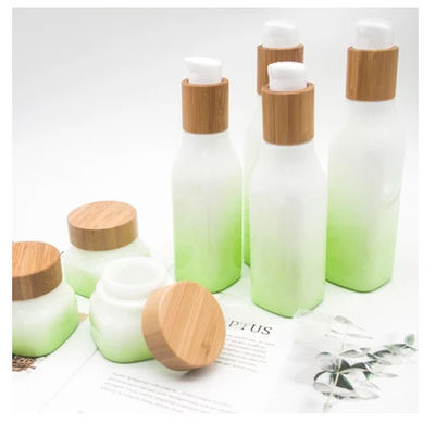 대나무 뚜껑을 가진 100ml 43mm 유리제 화장용 병 로션 43/410 화장용 단지