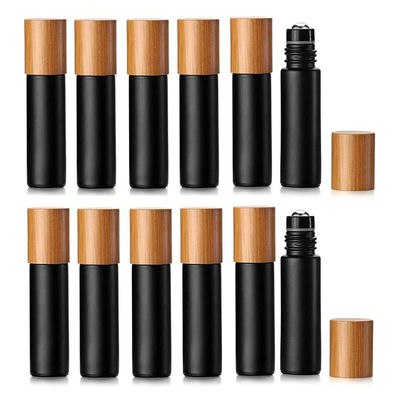 10ml 22/400 에센셜 오일 병 대나무 모자 22mm 투명 유리 롤러 병