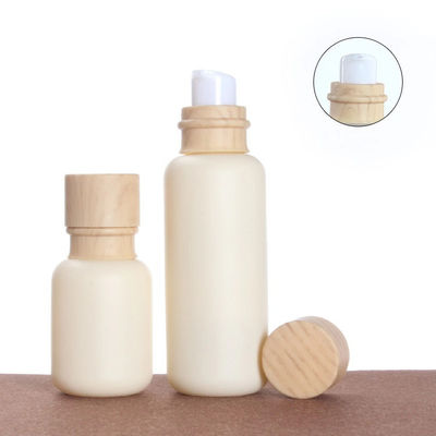 대나무 뚜껑 47mm를 가진 단지 110ml 47/400 나사 모자 유리제 화장용 병 단지